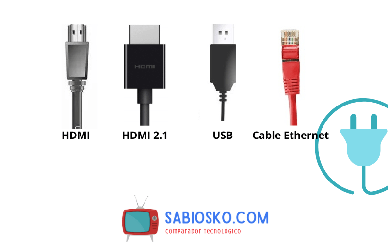 Varios tipos de cables para enchufar en tu televisión